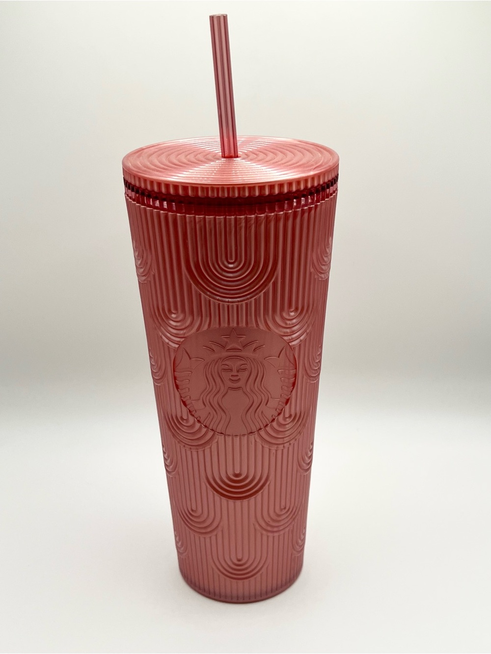 Starbucks '22 Fall Pink Shimmer Shell Mermaid Scale Cold Cup Tumbler 24 oz Venti